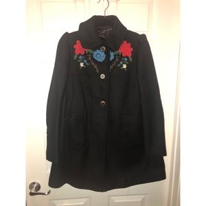 Zara wool peacoat with embroidered yoke